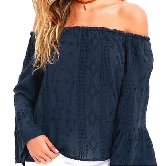 Lulus Tops - Lulu's Looking Forward Off-Shoulder Embroidered Top